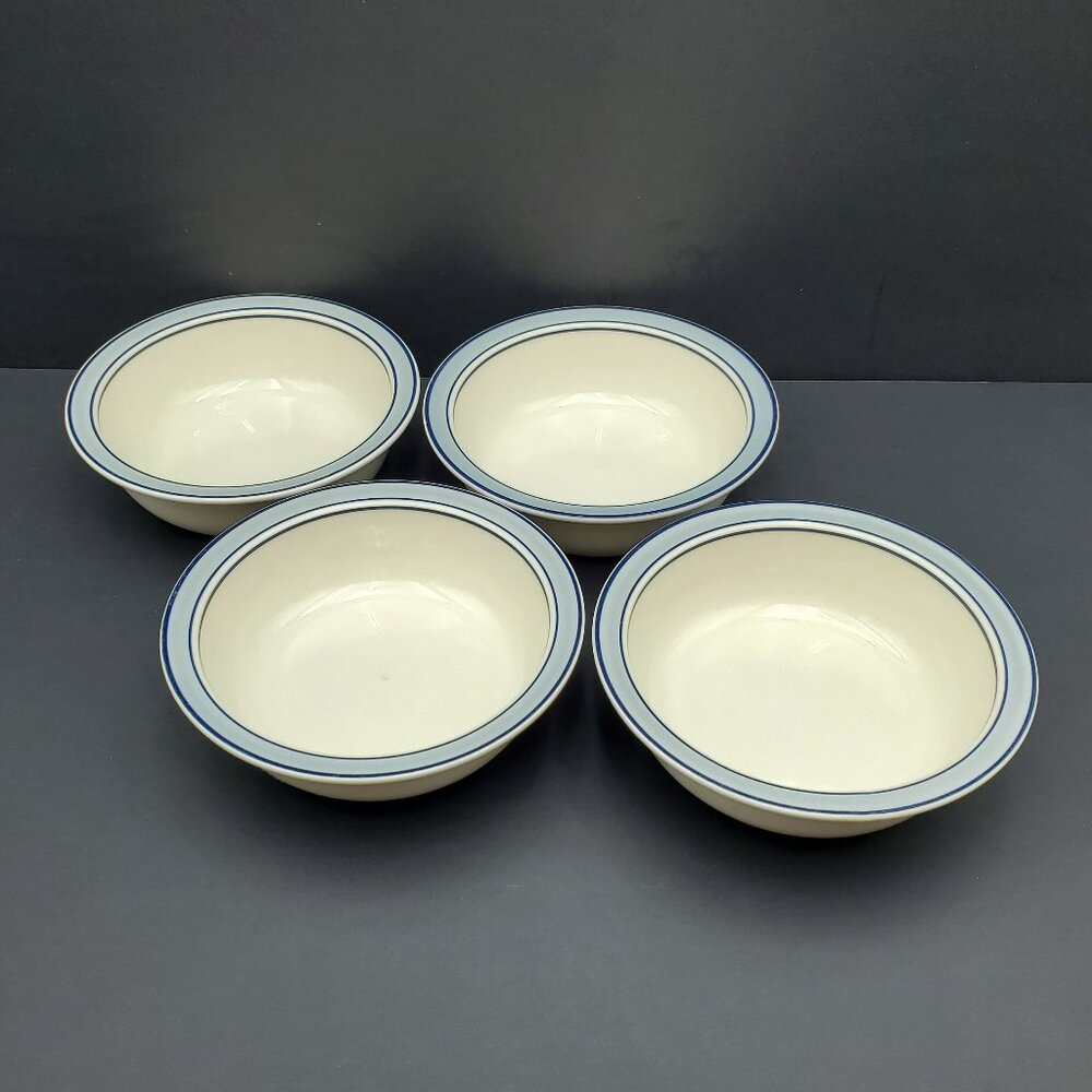 Epoch American Heritage Soup Cereal Bowls Cream Bowls Blue Rim